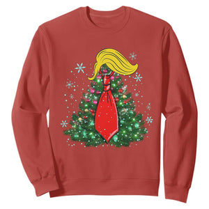 Christmas Trump Sweatshirt Funny Xmas Tree Blonde Hair Red Cravat TS02 Red Print Your Wear