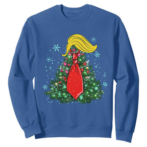 Christmas Trump Sweatshirt Funny Xmas Tree Blonde Hair Red Cravat TS02 Royal Blue Print Your Wear