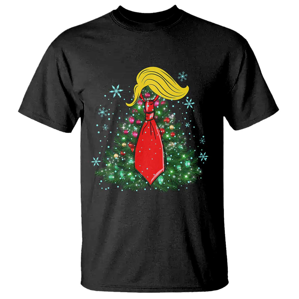 Christmas Trump T Shirt Funny Xmas Tree Blonde Hair Red Cravat TS02 Black Print Your Wear