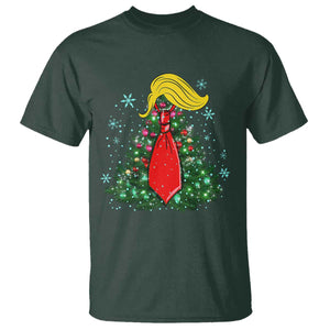 Christmas Trump T Shirt Funny Xmas Tree Blonde Hair Red Cravat TS02 Dark Forest Green Print Your Wear