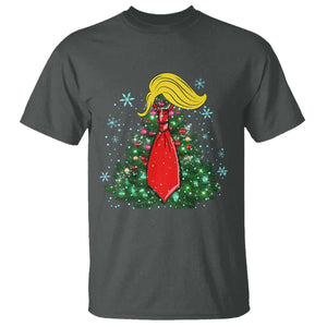 Christmas Trump T Shirt Funny Xmas Tree Blonde Hair Red Cravat TS02 Dark Heather Print Your Wear