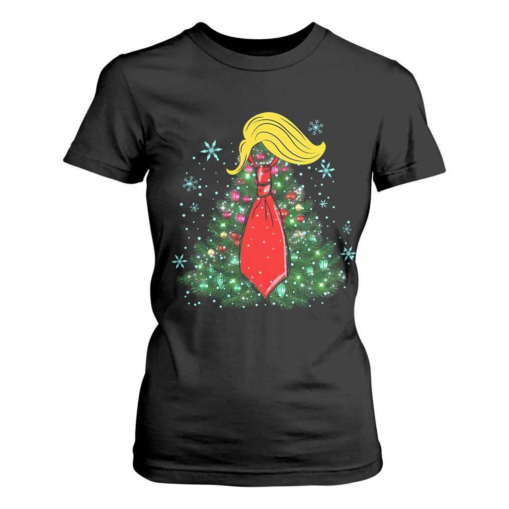 Christmas Trump T Shirt For Women Funny Xmas Tree Blonde Hair Red Cravat TS02 Black Print Your Wear