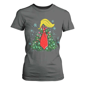 Christmas Trump T Shirt For Women Funny Xmas Tree Blonde Hair Red Cravat TS02 Dark Heather Print Your Wear