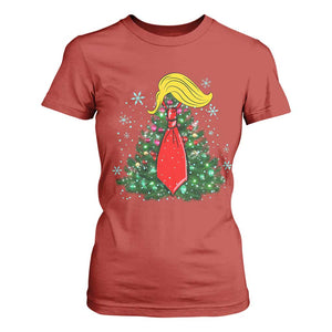 Christmas Trump T Shirt For Women Funny Xmas Tree Blonde Hair Red Cravat TS02 Red Print Your Wear