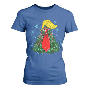 Christmas Trump T Shirt For Women Funny Xmas Tree Blonde Hair Red Cravat TS02 Royal Blue Print Your Wear