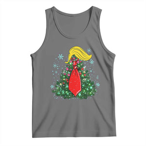 Christmas Trump Tank Top Funny Xmas Tree Blonde Hair Red Cravat TS02 Black Heather Print Your Wear