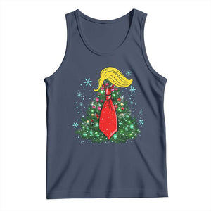 Christmas Trump Tank Top Funny Xmas Tree Blonde Hair Red Cravat TS02 Navy Print Your Wear