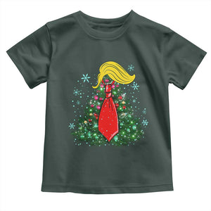 Christmas Trump Toddler T Shirt Funny Xmas Tree Blonde Hair Red Cravat TS02 Dark Forest Green Print Your Wear