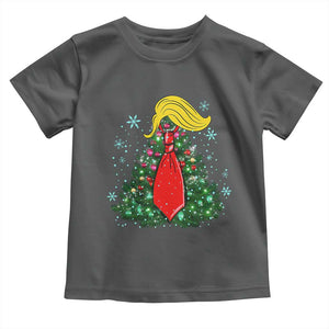 Christmas Trump Toddler T Shirt Funny Xmas Tree Blonde Hair Red Cravat TS02 Dark Heather Print Your Wear