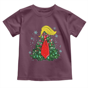 Christmas Trump Toddler T Shirt Funny Xmas Tree Blonde Hair Red Cravat TS02 Maroon Print Your Wear