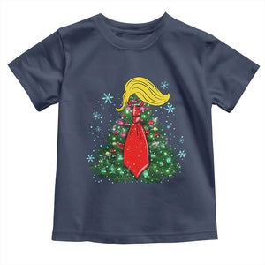 Christmas Trump Toddler T Shirt Funny Xmas Tree Blonde Hair Red Cravat TS02 Navy Print Your Wear