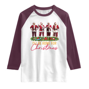 Christmas Trump Dance Raglan Shirt Cosplay Santa President Dancing TS02 White Maroon Print Your Wear