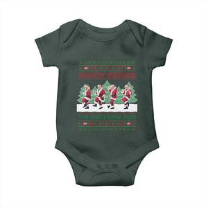 Christmas Trump Dance Baby Onesie Rocking Around The Christmas Tree US President Dancing TS02 Dark Forest Green Print Your Wear