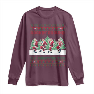 Christmas Trump Dance Long Sleeve Shirt Rocking Around The Christmas Tree US President Dancing TS02 Maroon Print Your Wear