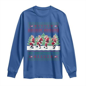 Christmas Trump Dance Long Sleeve Shirt Rocking Around The Christmas Tree US President Dancing TS02 Royal Blue Print Your Wear