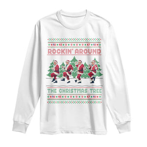 Christmas Trump Dance Long Sleeve Shirt Rocking Around The Christmas Tree US President Dancing TS02 White Print Your Wear