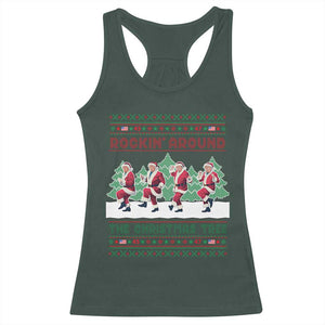 Christmas Trump Dance Racerback Tank Top Rocking Around The Christmas Tree US President Dancing TS02 Dark Forest Green Print Your Wear