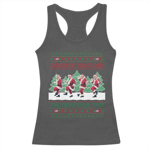 Christmas Trump Dance Racerback Tank Top Rocking Around The Christmas Tree US President Dancing TS02 Dark Heather Print Your Wear