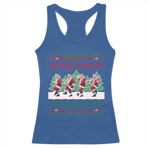 Christmas Trump Dance Racerback Tank Top Rocking Around The Christmas Tree US President Dancing TS02 Royal Blue Print Your Wear