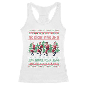 Christmas Trump Dance Racerback Tank Top Rocking Around The Christmas Tree US President Dancing TS02 White Print Your Wear