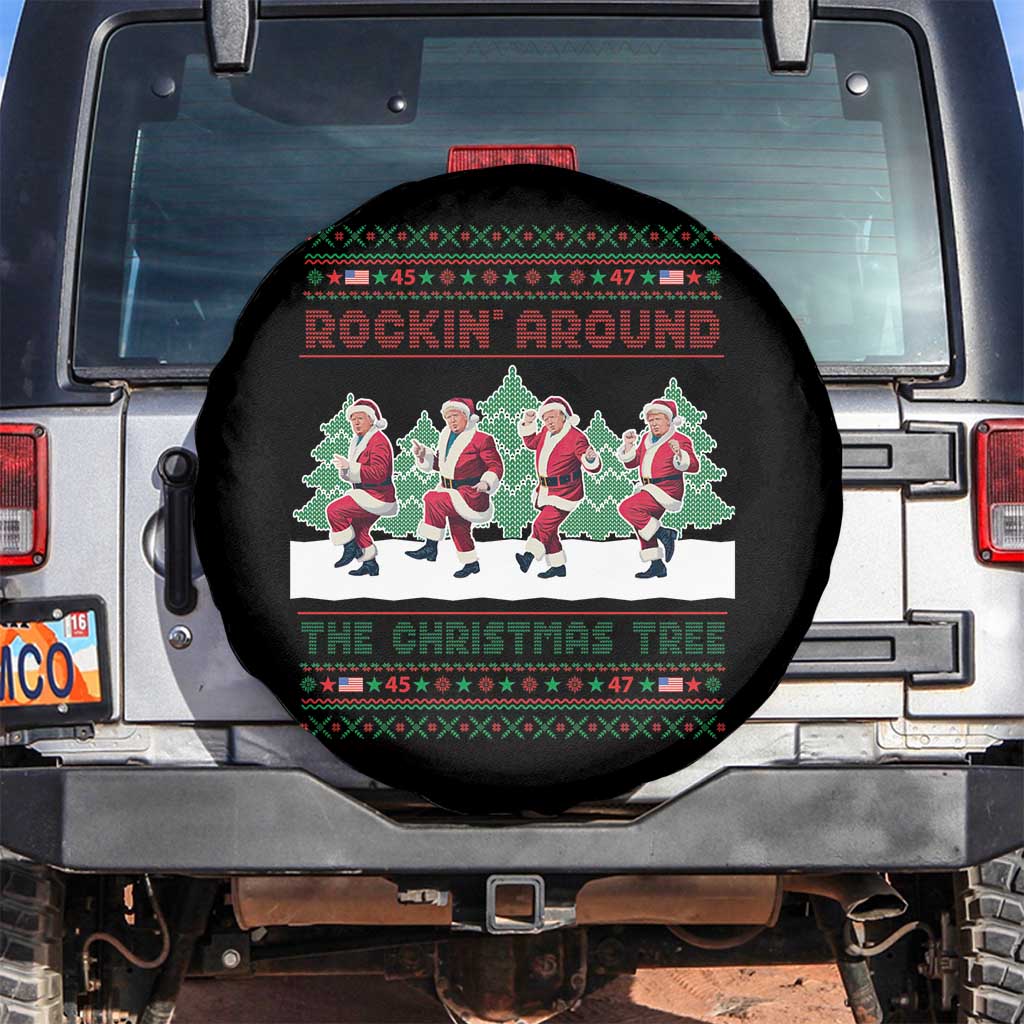 Christmas Trump Dance Spare Tire Cover Rocking Around The Christmas Tree US President Dancing TS02 No hole Black Print Your Wear