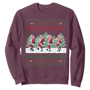 Christmas Trump Dance Sweatshirt Rocking Around The Christmas Tree US President Dancing TS02 Maroon Print Your Wear