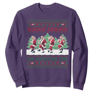 Christmas Trump Dance Sweatshirt Rocking Around The Christmas Tree US President Dancing TS02 Purple Print Your Wear