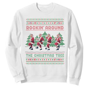 Christmas Trump Dance Sweatshirt Rocking Around The Christmas Tree US President Dancing TS02 White Print Your Wear