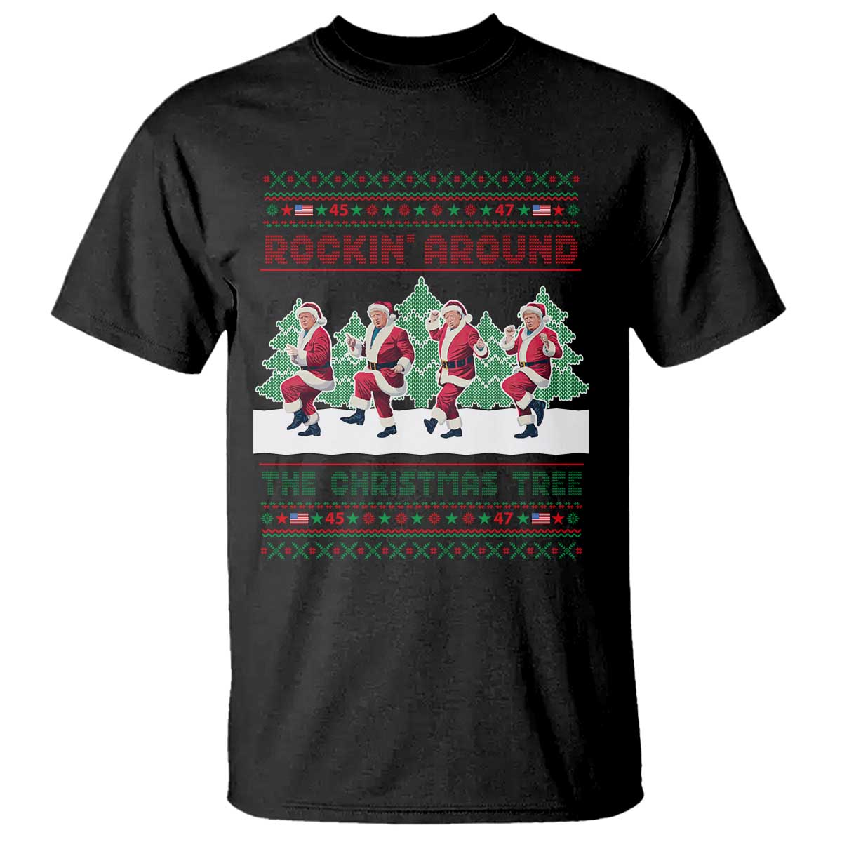 Christmas Trump Dance T Shirt Rocking Around The Christmas Tree US President Dancing TS02 Black Print Your Wear