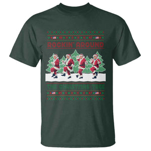 Christmas Trump Dance T Shirt Rocking Around The Christmas Tree US President Dancing TS02 Dark Forest Green Print Your Wear