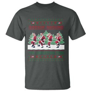 Christmas Trump Dance T Shirt Rocking Around The Christmas Tree US President Dancing TS02 Dark Heather Print Your Wear