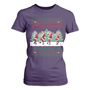 Christmas Trump Dance T Shirt For Women Rocking Around The Christmas Tree US President Dancing TS02 Purple Print Your Wear