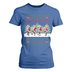 Christmas Trump Dance T Shirt For Women Rocking Around The Christmas Tree US President Dancing TS02 Royal Blue Print Your Wear