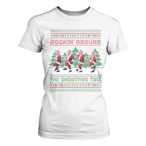 Christmas Trump Dance T Shirt For Women Rocking Around The Christmas Tree US President Dancing TS02 White Print Your Wear