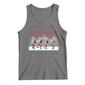 Christmas Trump Dance Tank Top Rocking Around The Christmas Tree US President Dancing TS02 Black Heather Print Your Wear