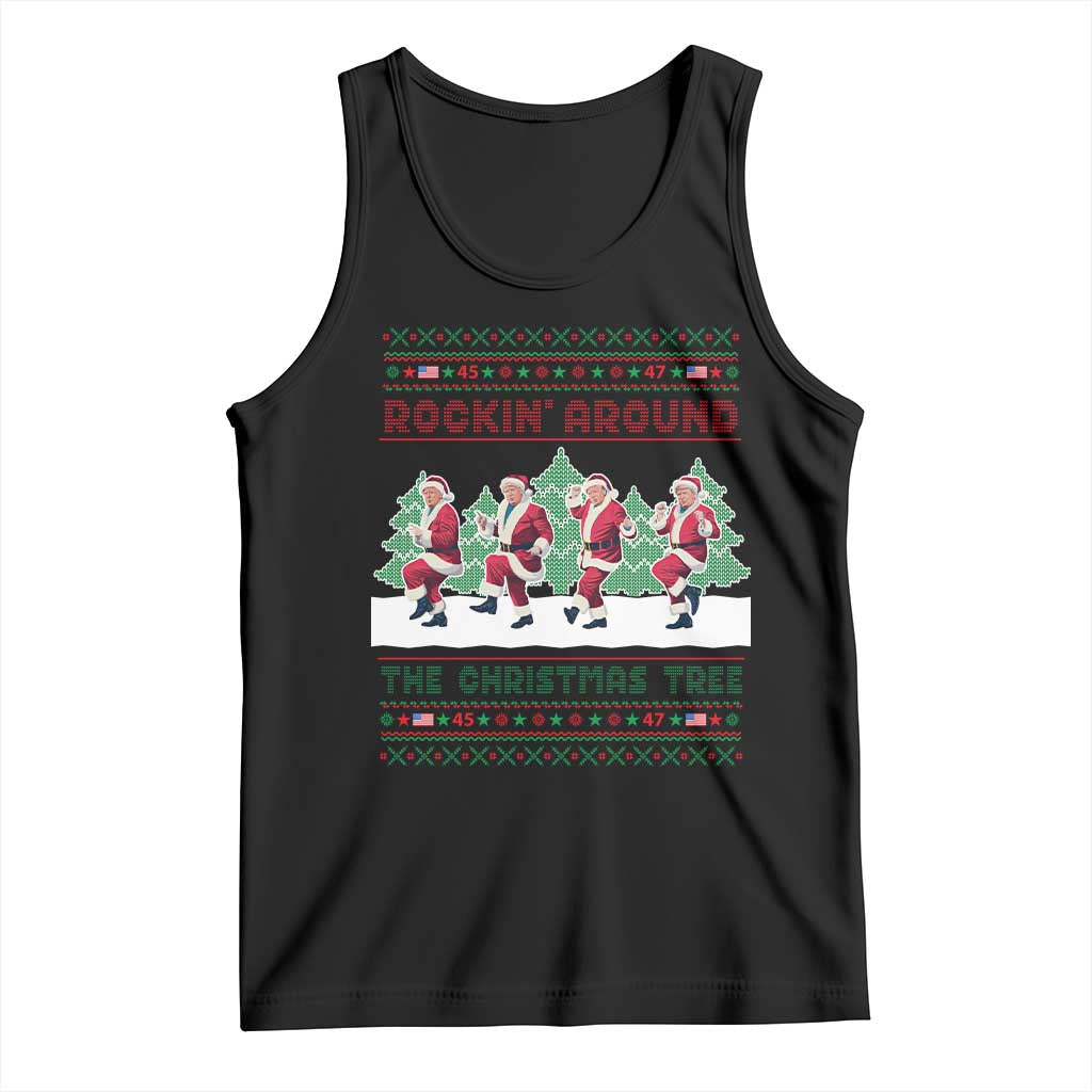 Christmas Trump Dance Tank Top Rocking Around The Christmas Tree US President Dancing TS02 Black Print Your Wear