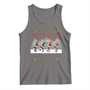 Christmas Trump Dance Tank Top Rocking Around The Christmas Tree US President Dancing TS02 Deep Heather Print Your Wear