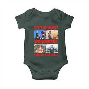 Christmas Trump 2024 Baby Onesie It's The Most Wonderful Time Of The Year TS02 Dark Forest Green Print Your Wear