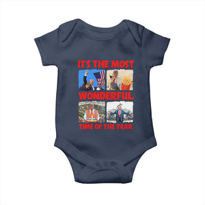 Christmas Trump 2024 Baby Onesie It's The Most Wonderful Time Of The Year TS02 Navy Print Your Wear