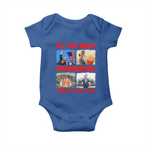 Christmas Trump 2024 Baby Onesie It's The Most Wonderful Time Of The Year TS02 Royal Blue Print Your Wear