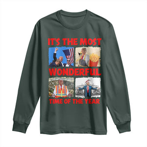 Christmas Trump 2024 Long Sleeve Shirt It's The Most Wonderful Time Of The Year TS02 Dark Forest Green Print Your Wear