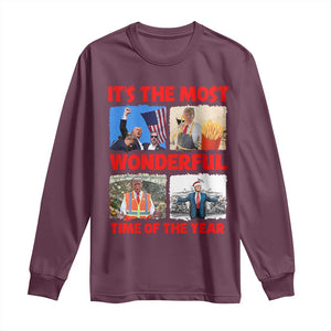 Christmas Trump 2024 Long Sleeve Shirt It's The Most Wonderful Time Of The Year TS02 Maroon Print Your Wear