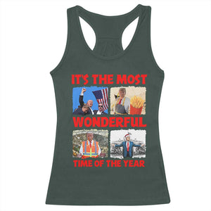 Christmas Trump 2024 Racerback Tank Top It's The Most Wonderful Time Of The Year TS02 Dark Forest Green Print Your Wear