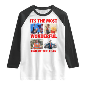 Christmas Trump 2024 Raglan Shirt It's The Most Wonderful Time Of The Year TS02 White Black Print Your Wear