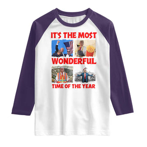 Christmas Trump 2024 Raglan Shirt It's The Most Wonderful Time Of The Year TS02 White Purple Print Your Wear