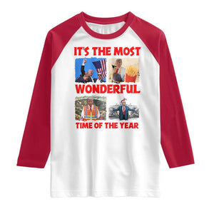 Christmas Trump 2024 Raglan Shirt It's The Most Wonderful Time Of The Year TS02 White Red Print Your Wear