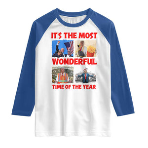 Christmas Trump 2024 Raglan Shirt It's The Most Wonderful Time Of The Year TS02 White Royal Print Your Wear