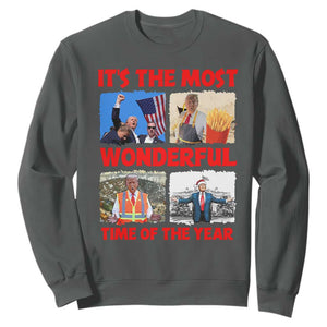 Christmas Trump 2024 Sweatshirt It's The Most Wonderful Time Of The Year TS02 Dark Heather Print Your Wear