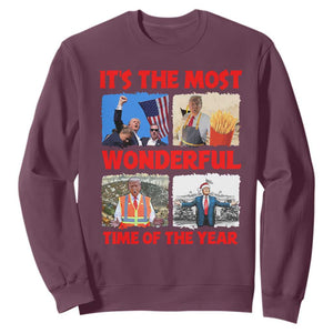 Christmas Trump 2024 Sweatshirt It's The Most Wonderful Time Of The Year TS02 Maroon Print Your Wear