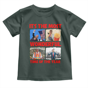 Christmas Trump 2024 Toddler T Shirt It's The Most Wonderful Time Of The Year TS02 Dark Forest Green Print Your Wear